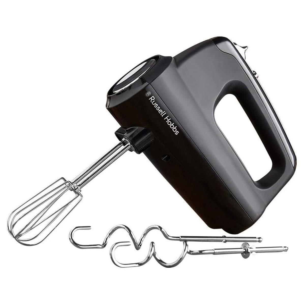 Russell Hobbs Desire Electric Hand Mixer 350W 5-Speed with Turbo Matte Black 2 Beaters & 2 Dough Hooks