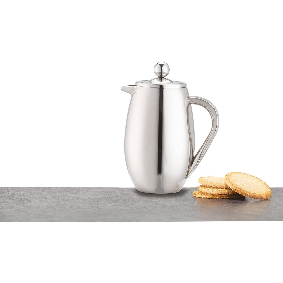 La Cafetiere Double Walled Stainless Steel French Press Coffee Maker 3 Cup Silver - Image 2