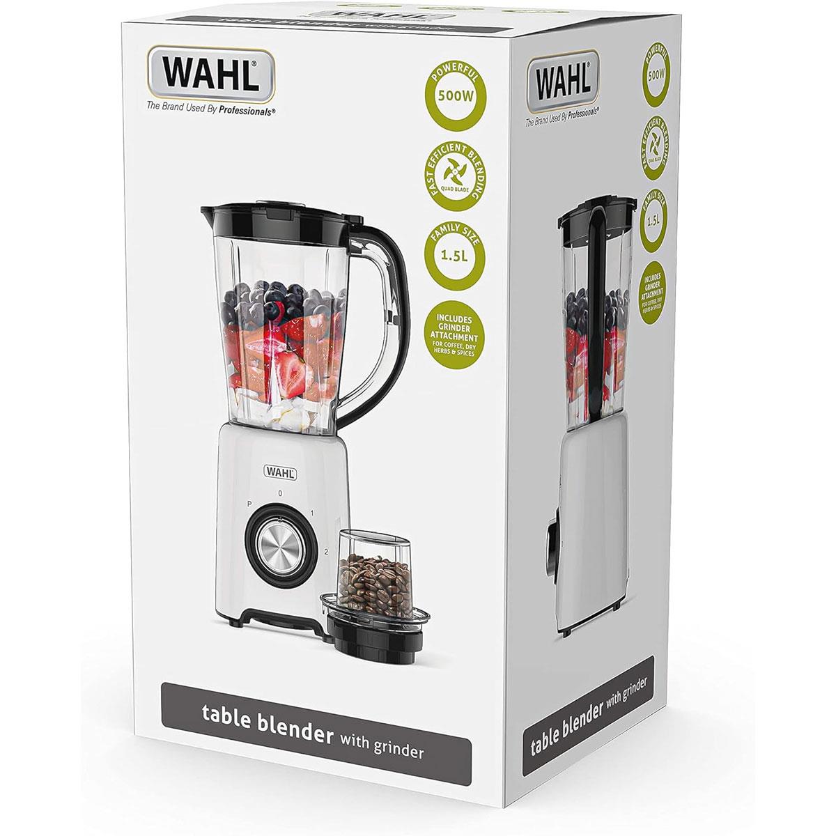 Wahl Table Blender 500W 1.5L Plastic Jug with Grinder Attachment 2 Speed & Pulse Stainless Steel Quad Blades White - Image 7