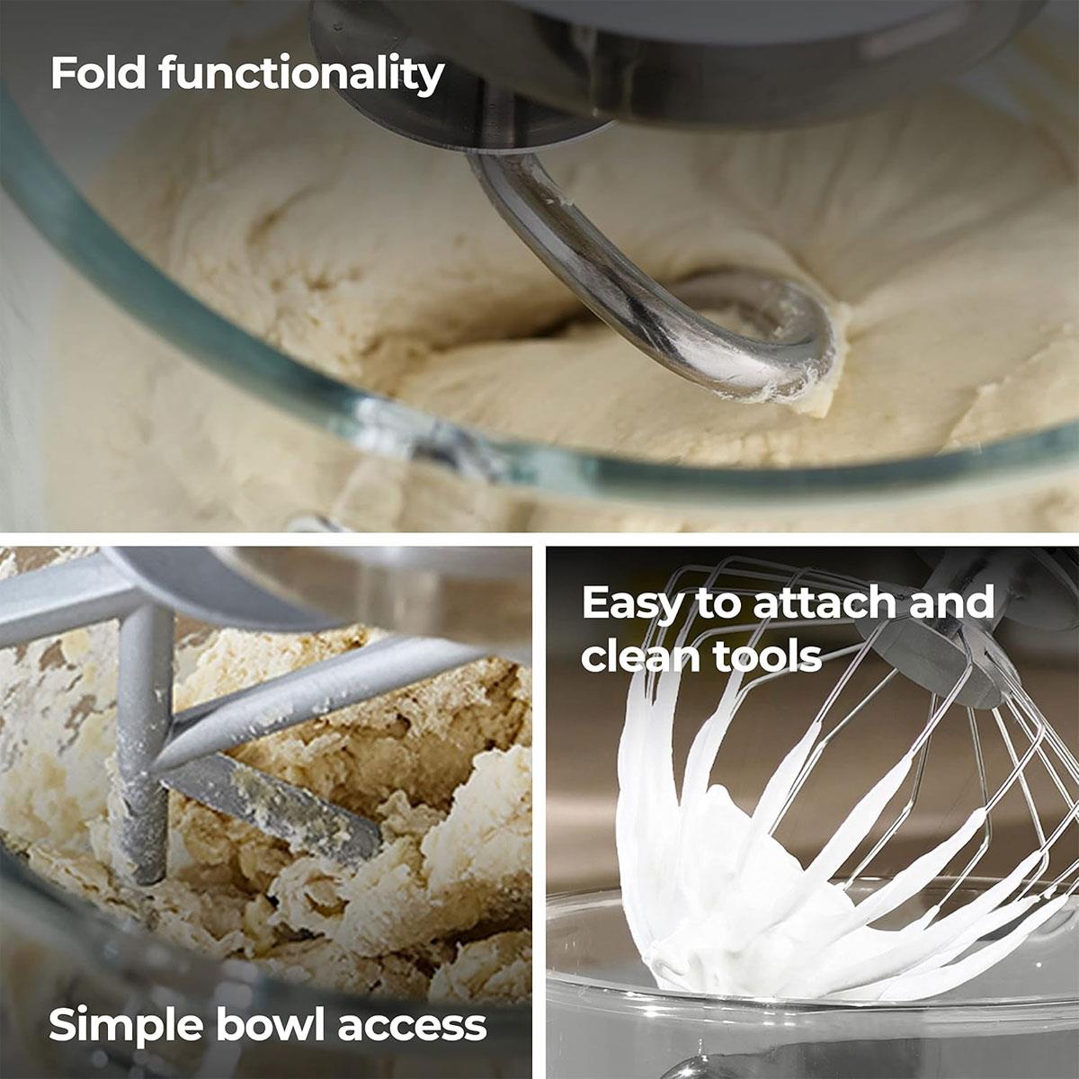 Kenwood kMix Stand Mixer Cream 1000W 5L Stainless Steel Kitchen Mixer with Glass Bowl & Baking Tools - Image 6