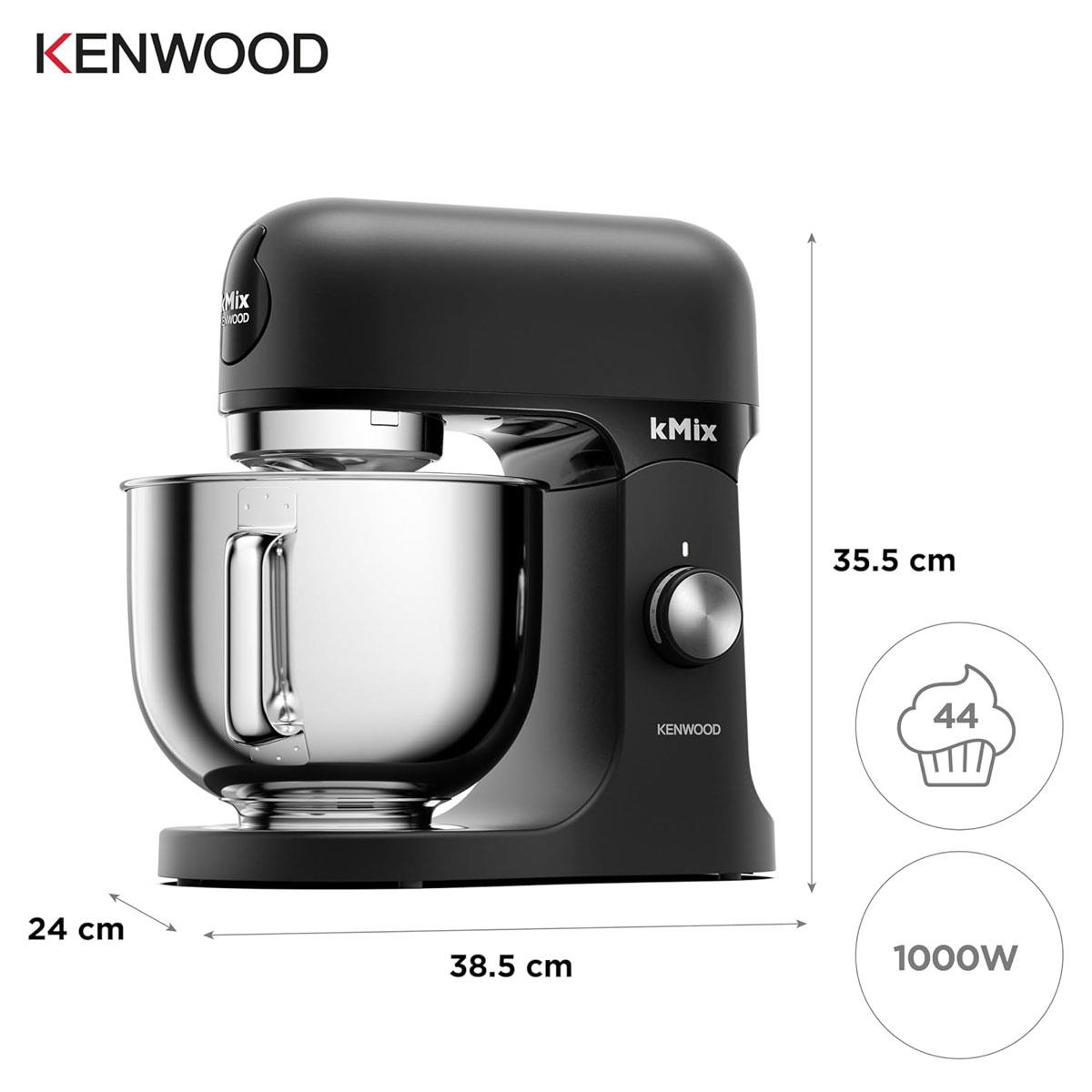 Kenwood kMix Stand Mixer Sleek Black 5L Stainless Steel Bowl Planetary Mixing 1000W with Patisserie Set & Splash Guard - Image 2