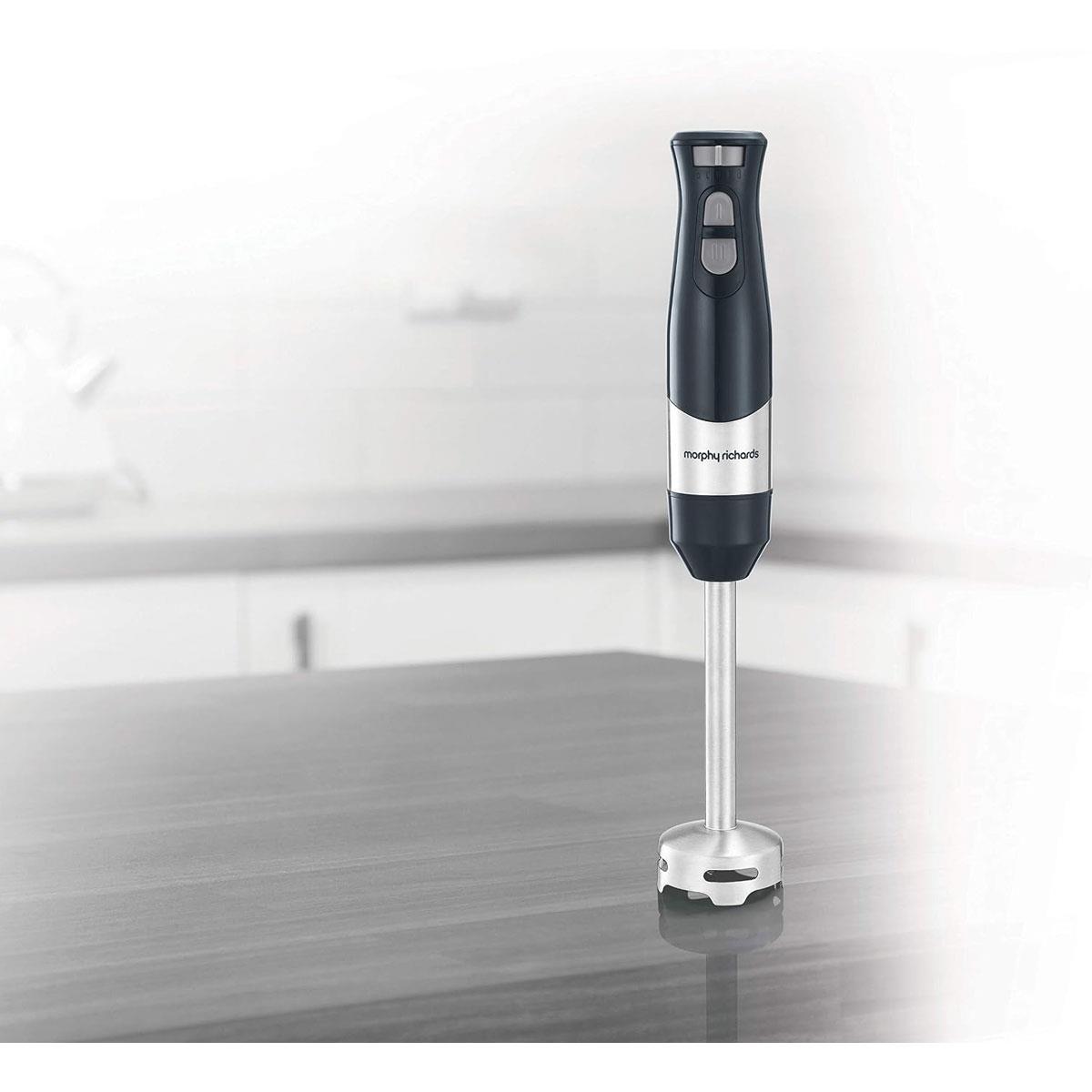 Morphy Richards Total Control Hand Blender 600W 5 Speed Settings Turbo Boost Plastic & Stainless Steel Grey - Image 2