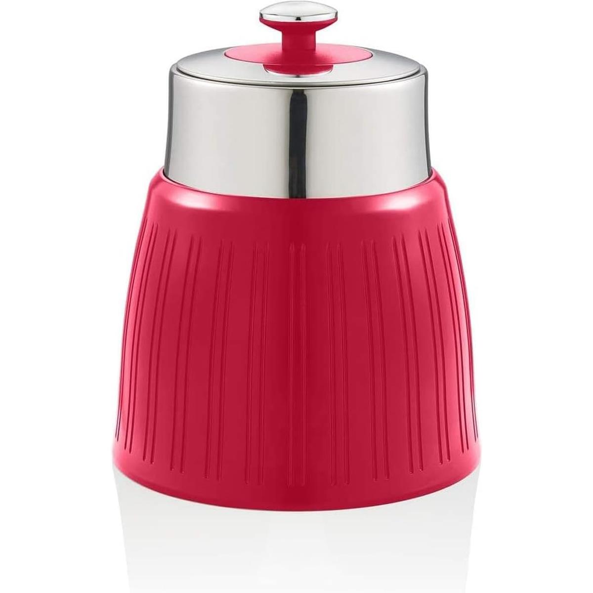 Swan Retro Set Of 3 Storage Canisters With Airtight Chrome Lids Tea Coffee Sugar Containers Red - Image 3
