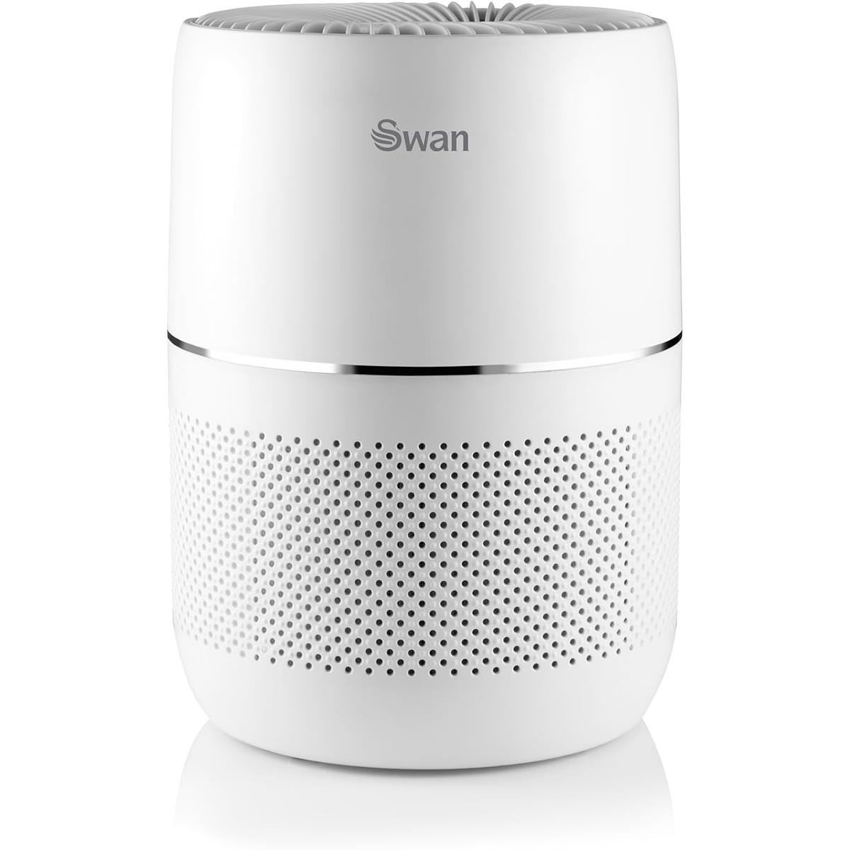 Swan Desktop Air Purifier 30W With H13 HEPA Filter Carbon Filter 8 Hour Timer And Quiet Mode White