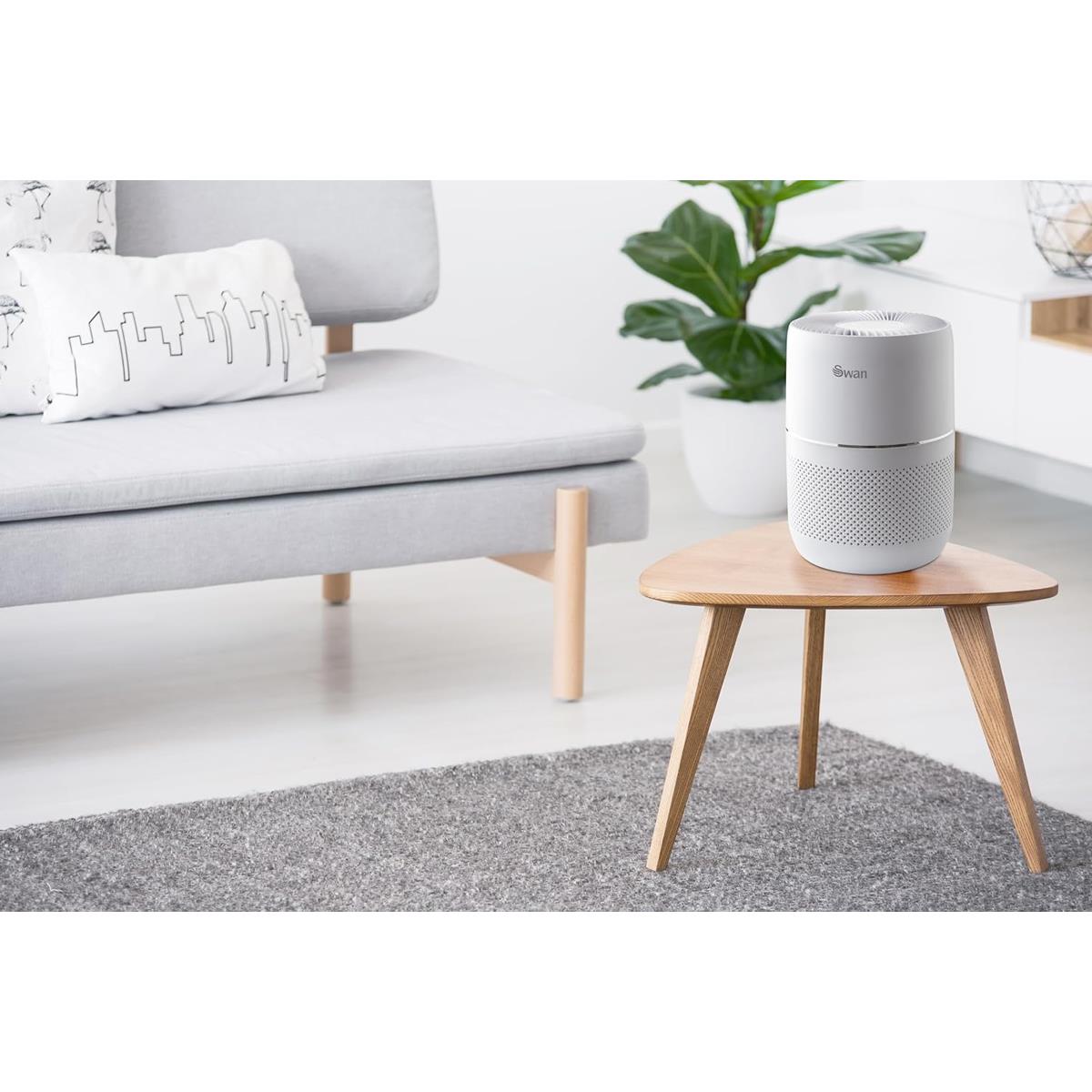 Swan Desktop Air Purifier 30W With H13 HEPA Filter Carbon Filter 8 Hour Timer And Quiet Mode White - Image 2