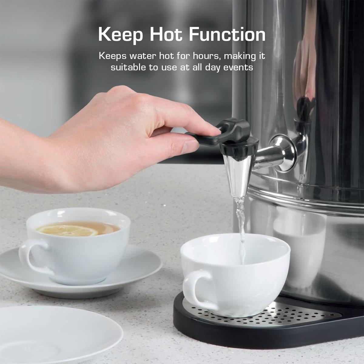 Swan 20L Stainless Steel Tea Urn Water Boiler With Concealed Heating Keep Warm Function And Drip Tray - Image 5