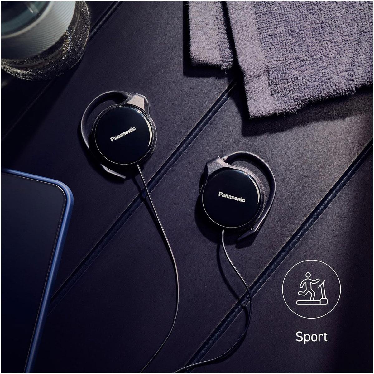 Panasonic Clip-On Earphones 30mm Driver Wired Headphones Black Slim Design - Image 4