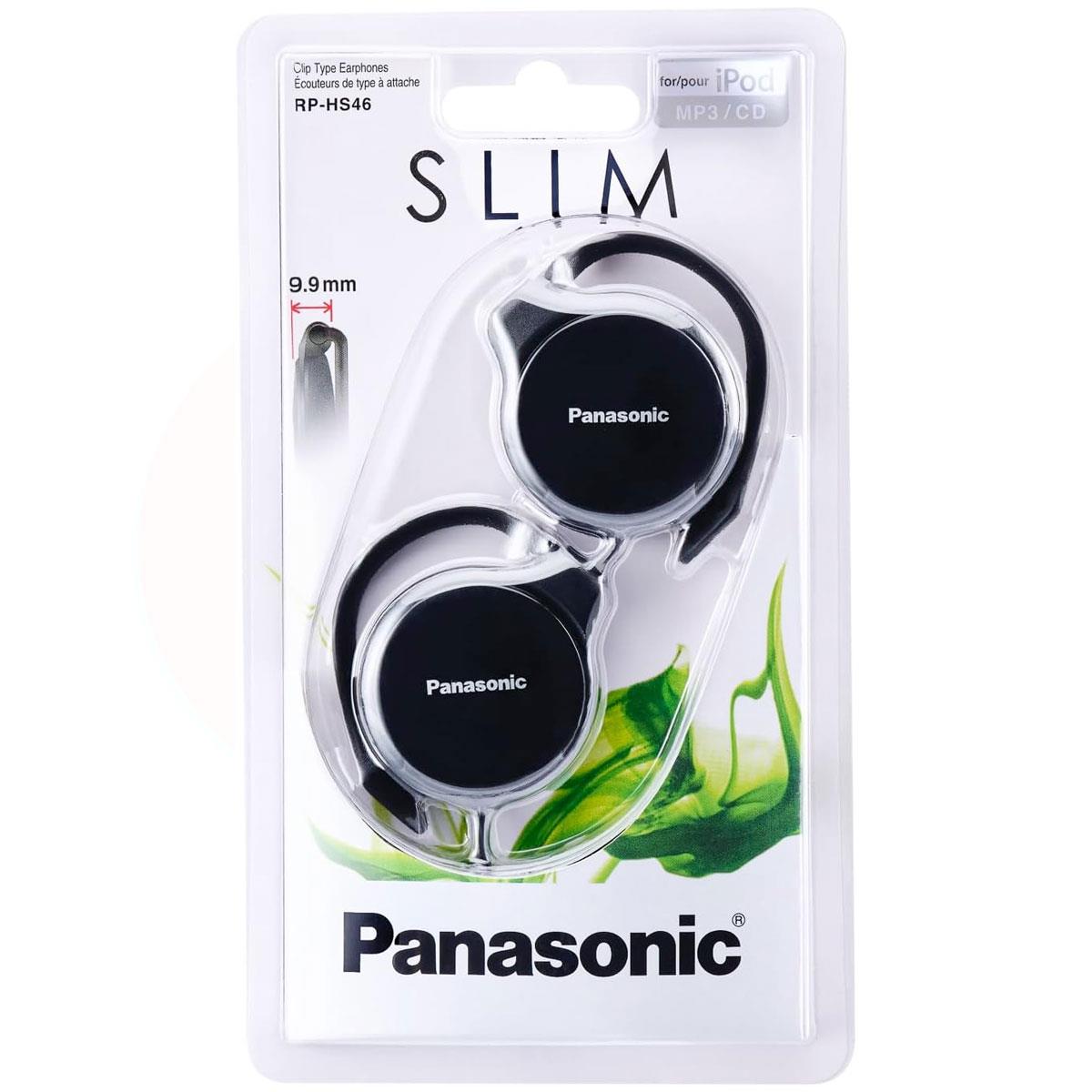 Panasonic Clip-On Earphones 30mm Driver Wired Headphones Black Slim Design - Image 5