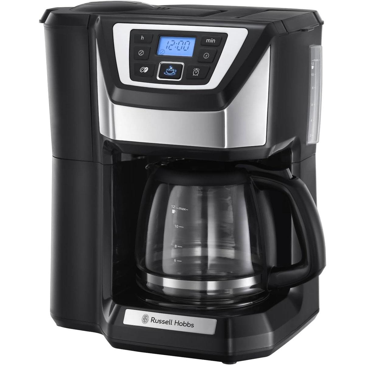 Russell Hobbs Chester Bean to Cup Filter Coffee Machine with Built-In Grinder 1.5 Litre 4-12 Cup Stainless Steel & Black