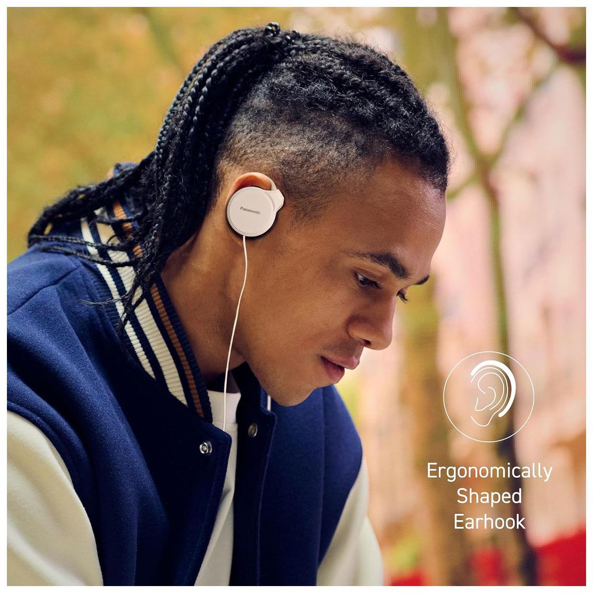 Panasonic Clip-On Earphones 30mm Driver Wired Headphones White Slim Design - Image 2