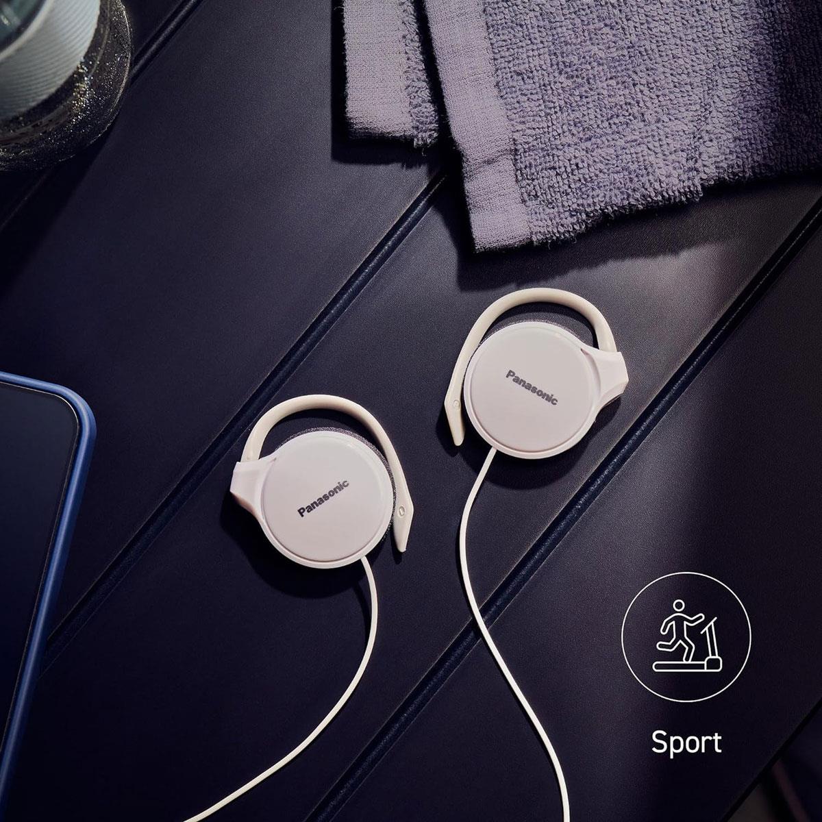 Panasonic Clip-On Earphones 30mm Driver Wired Headphones White Slim Design - Image 4