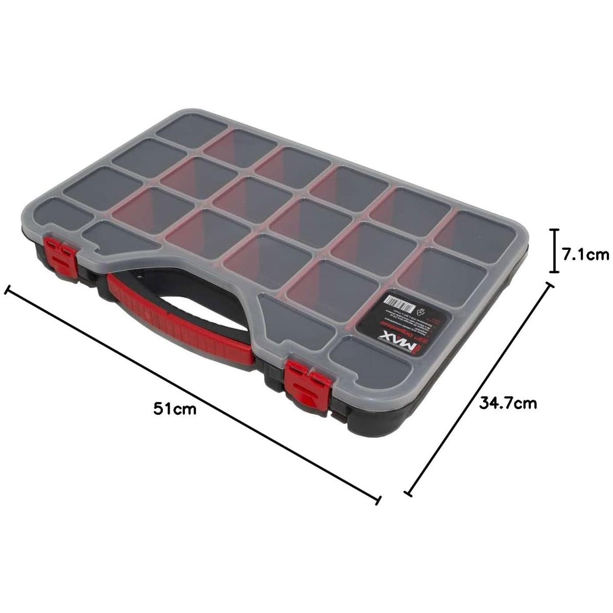 Hilka Max 23 Inch Organiser Storage Box 20 Compartments Heavy Duty Plastic Tool Case - Image 2