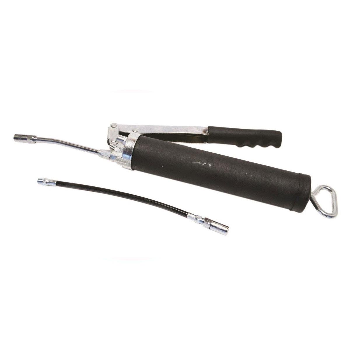 Hilka Manual Grease Gun 500cc Silver Black Heavy Duty Hand Pump With Flexible Hose