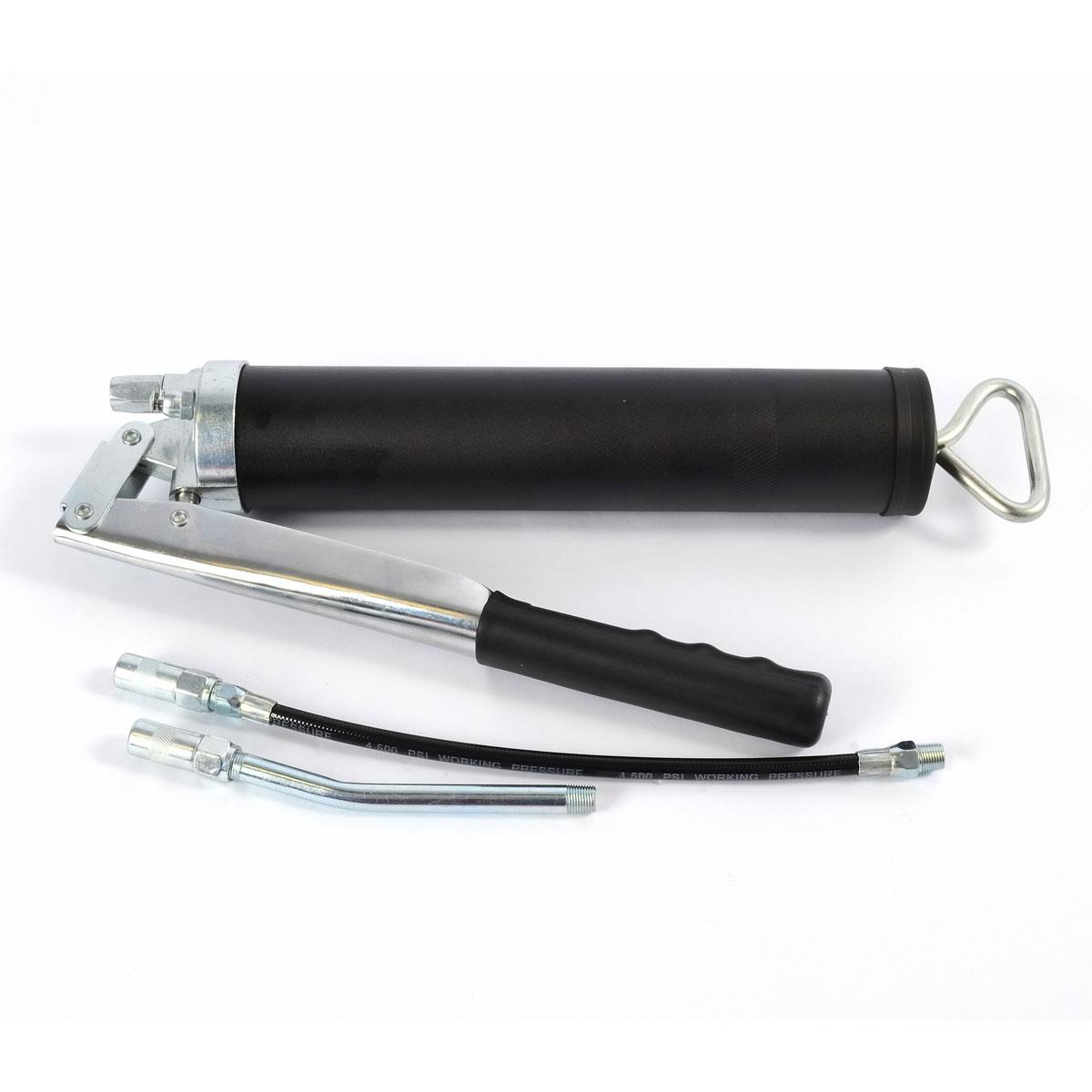 Hilka Manual Grease Gun 500cc Silver Black Heavy Duty Hand Pump With Flexible Hose - Image 2