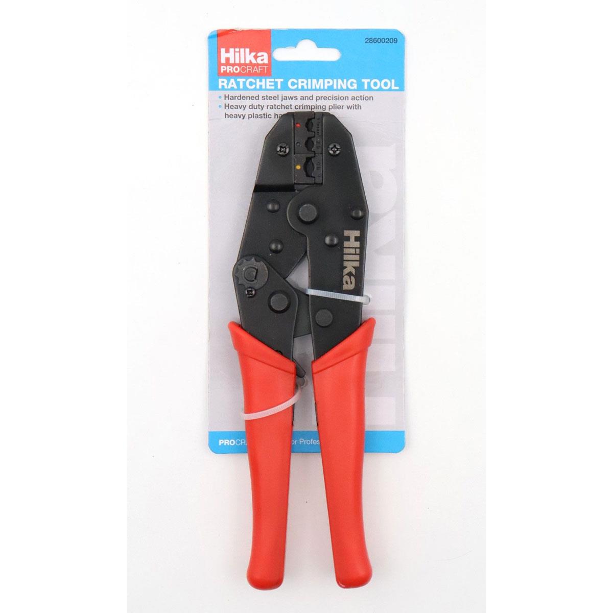 Hilka Heavy Duty Ratchet Crimping Tool Red Black Insulated Terminal Cable Pliers