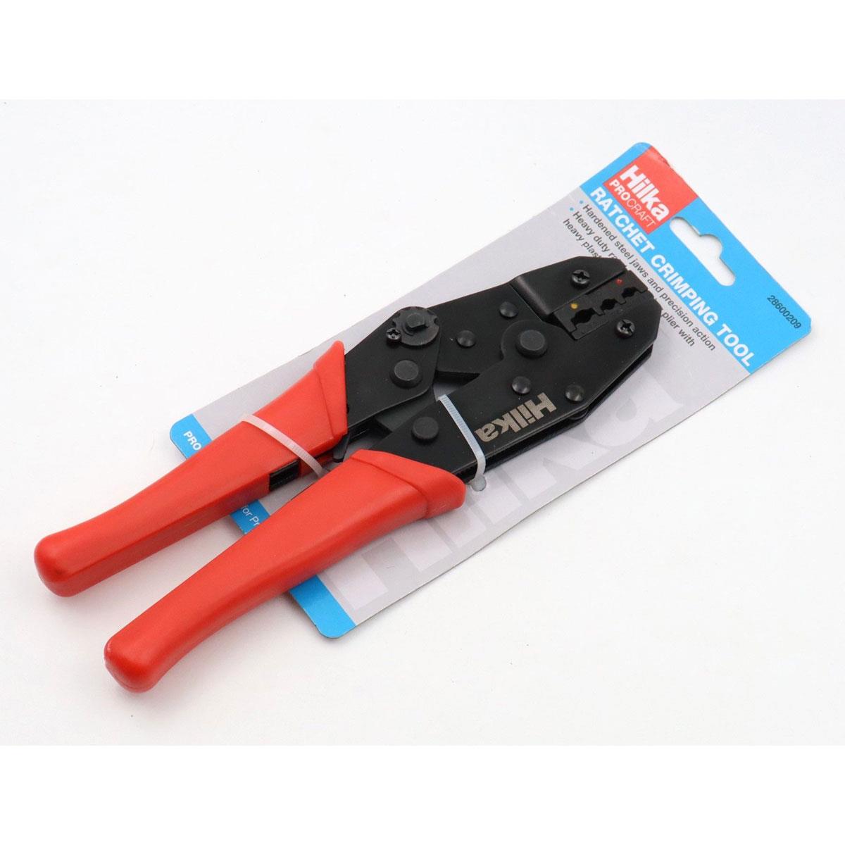 Hilka Heavy Duty Ratchet Crimping Tool Red Black Insulated Terminal Cable Pliers - Image 2