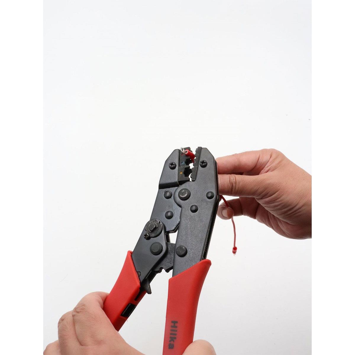 Hilka Heavy Duty Ratchet Crimping Tool Red Black Insulated Terminal Cable Pliers - Image 4