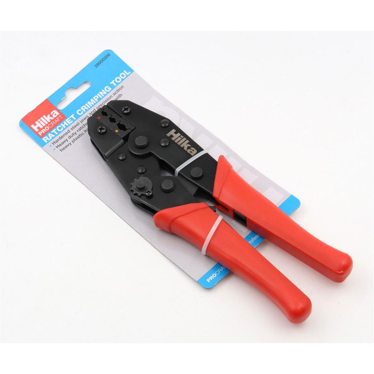 Hilka Heavy Duty Ratchet Crimping Tool Red Black Insulated Terminal Cable Pliers - Image 6