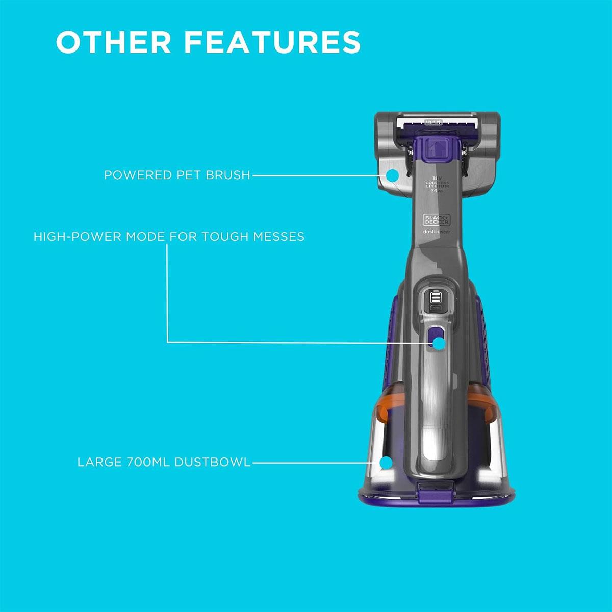 Black & Decker Dustbuster Gen 11 Pet 18V 2.0Ah Cordless Handheld Vacuum Cleaner with Charge Base 700ml Grey - Image 11