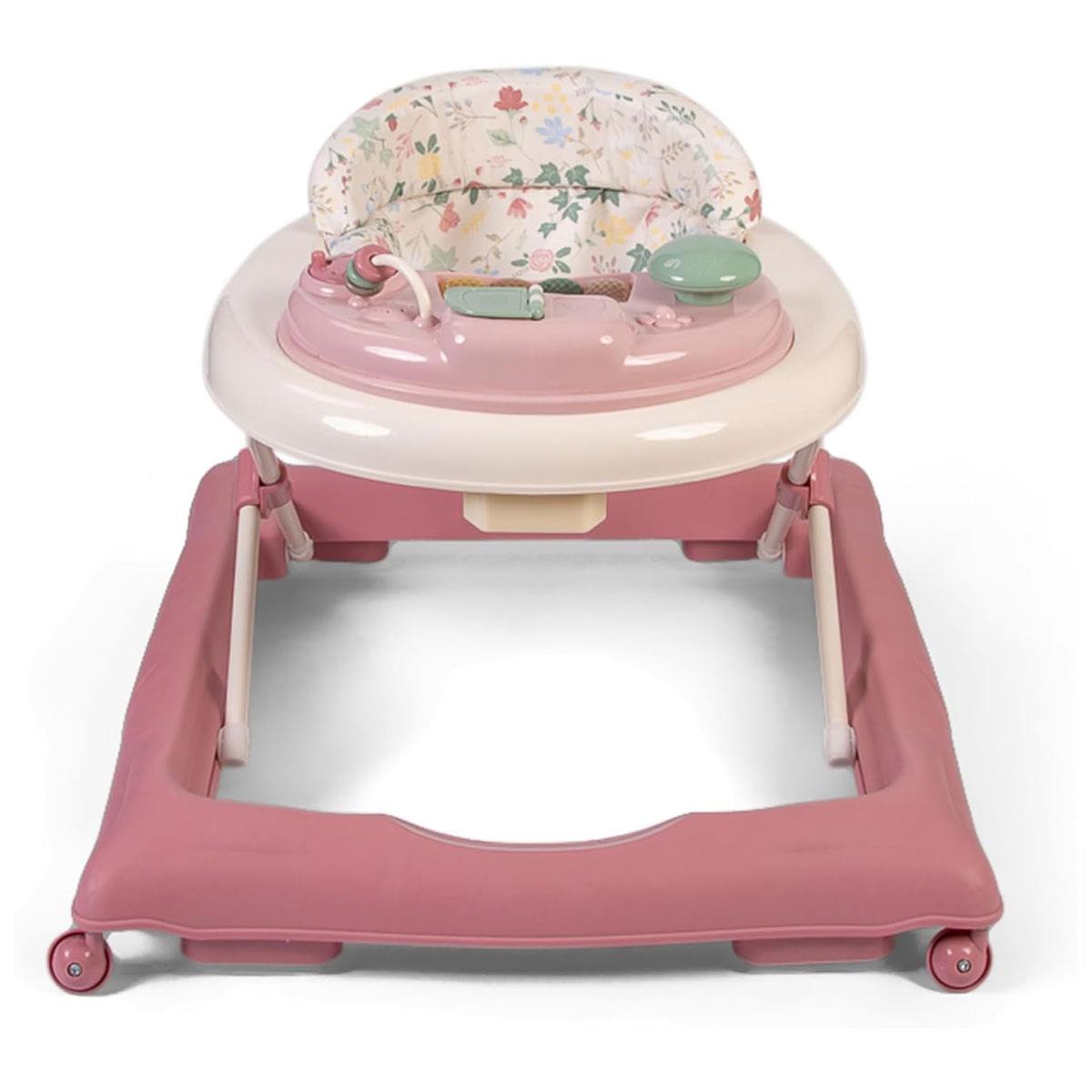 Red Kite Baby Go Round Jive Electronic Baby Walker with Detachable Musical Play Tray 3 Height Settings Stop 'n' Go Base Rose & Ivy Pink