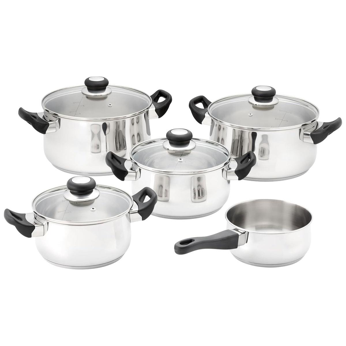Judge Vista 5 Piece Stainless Steel Cookware Set with Saucepans Casseroles & Stockpot Induction Compatible Silver