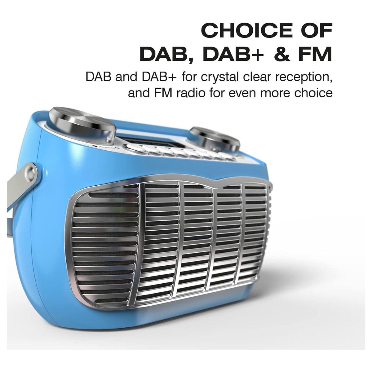 Audible Fidelity Detroit DAB/DAB Plus Retro Radio Alarm Clock Blue LCD Display FM Digital Radio - Image 6