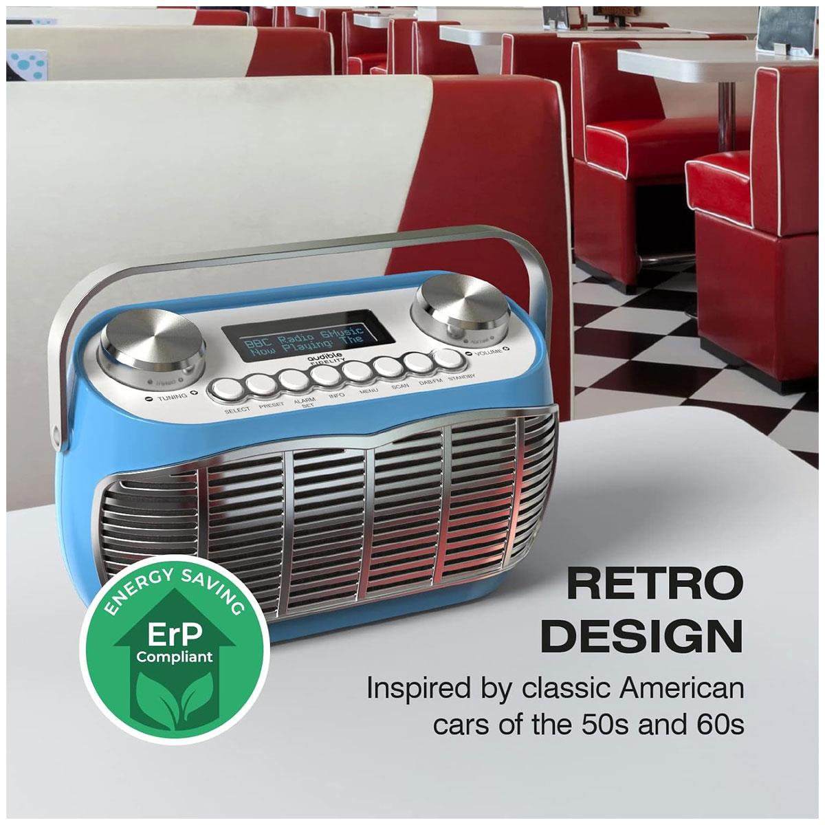 Audible Fidelity Detroit DAB/DAB Plus Retro Radio Alarm Clock Blue LCD Display FM Digital Radio - Image 7