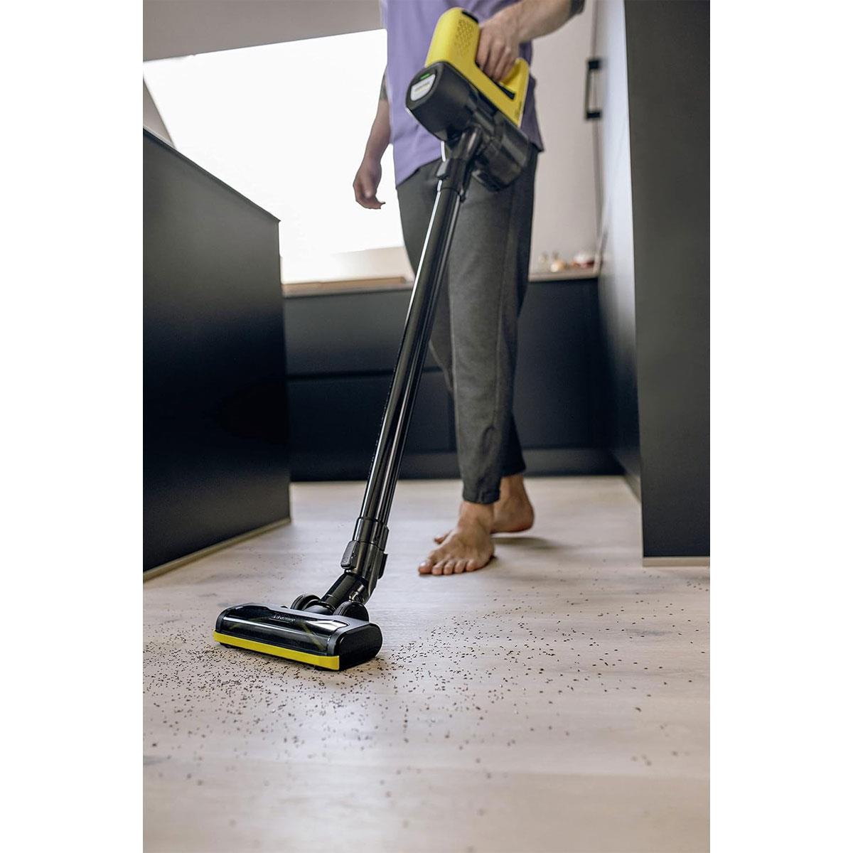 KARCHER VC 4 Cordless MyHome Stick Vacuum Cleaner 21.6V Li-Ion Battery 2 Suction Levels Yellow 30 Min Runtime - Image 2