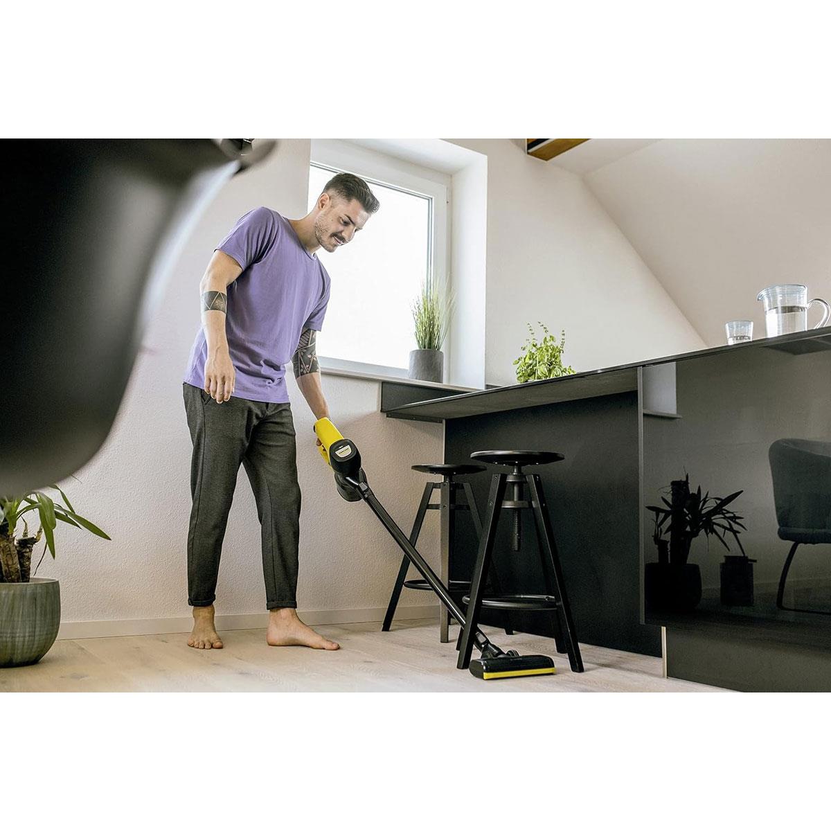 KARCHER VC 4 Cordless MyHome Stick Vacuum Cleaner 21.6V Li-Ion Battery 2 Suction Levels Yellow 30 Min Runtime - Image 4