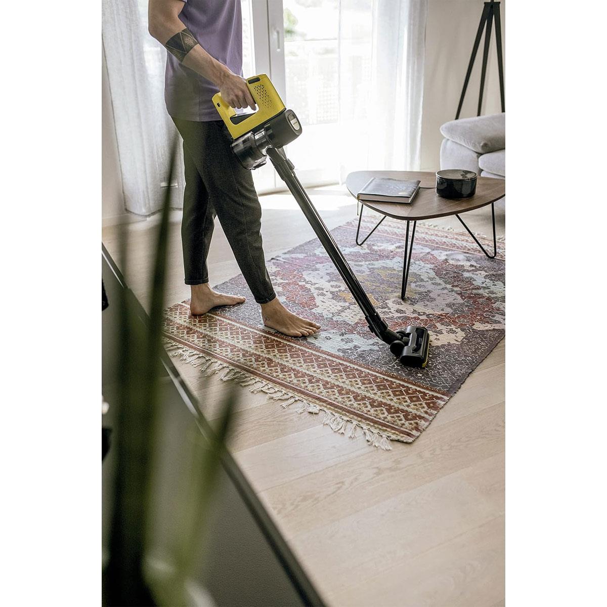 KARCHER VC 4 Cordless MyHome Stick Vacuum Cleaner 21.6V Li-Ion Battery 2 Suction Levels Yellow 30 Min Runtime - Image 5