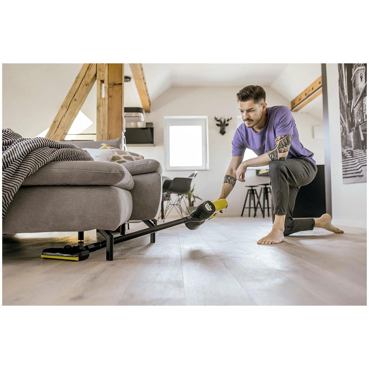 KARCHER VC 4 Cordless MyHome Stick Vacuum Cleaner 21.6V Li-Ion Battery 2 Suction Levels Yellow 30 Min Runtime - Image 7