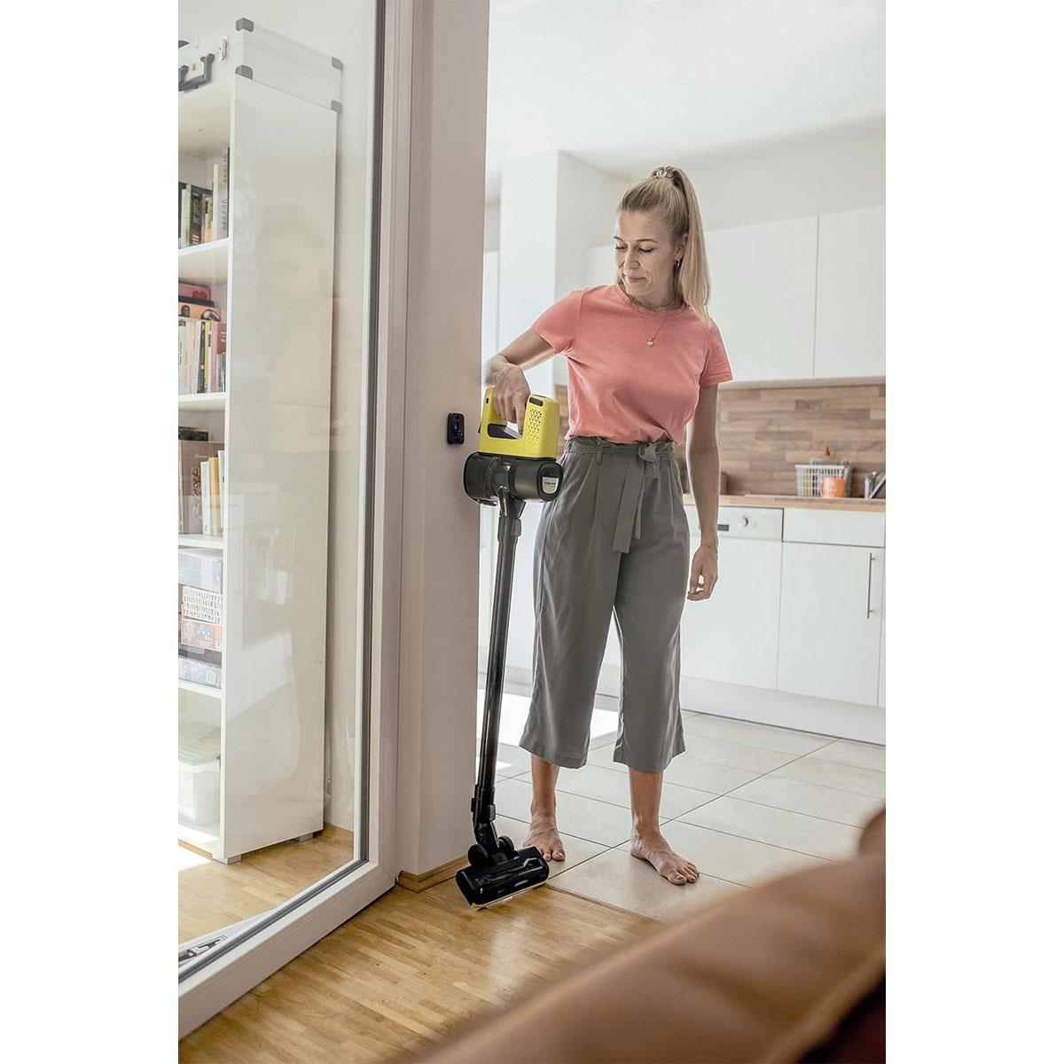 KARCHER VC 4 Cordless MyHome Stick Vacuum Cleaner 21.6V Li-Ion Battery 2 Suction Levels Yellow 30 Min Runtime - Image 8