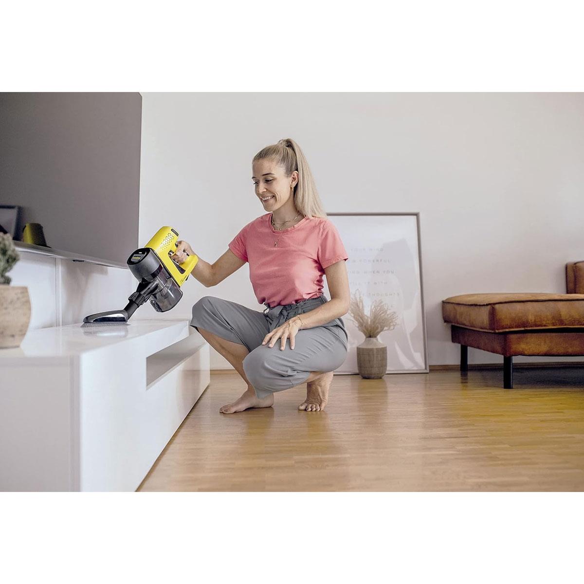 KARCHER VC 4 Cordless MyHome Stick Vacuum Cleaner 21.6V Li-Ion Battery 2 Suction Levels Yellow 30 Min Runtime - Image 11