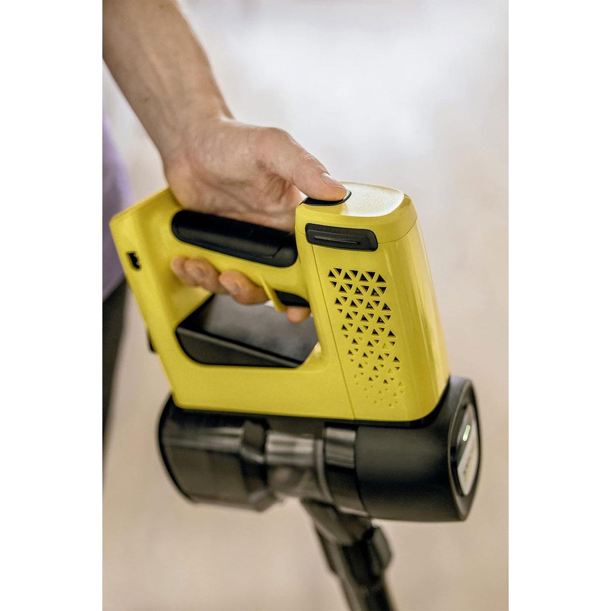 KARCHER VC 4 Cordless MyHome Stick Vacuum Cleaner 21.6V Li-Ion Battery 2 Suction Levels Yellow 30 Min Runtime - Image 13