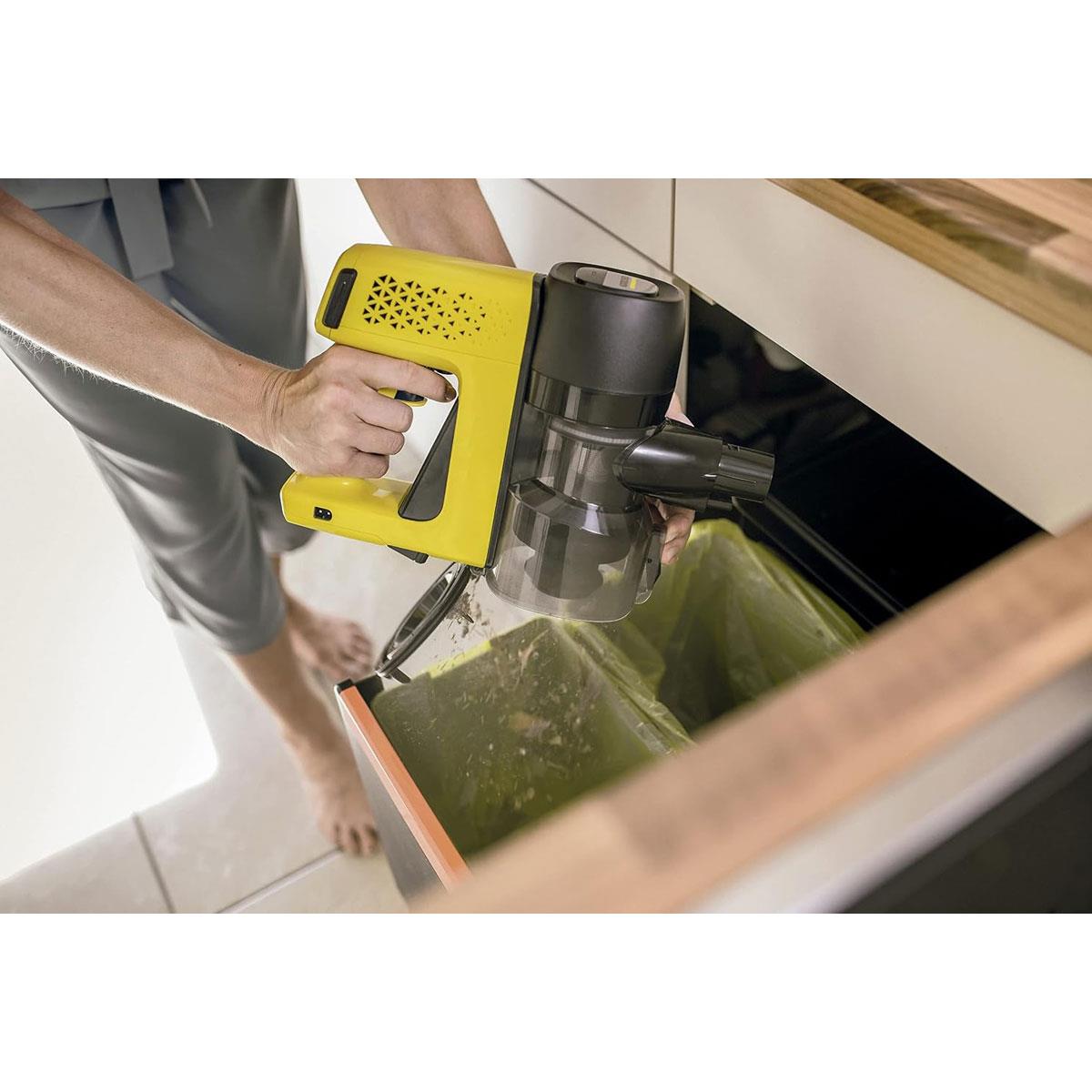 KARCHER VC 4 Cordless MyHome Stick Vacuum Cleaner 21.6V Li-Ion Battery 2 Suction Levels Yellow 30 Min Runtime - Image 14