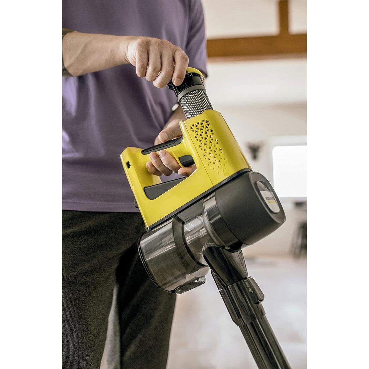 KARCHER VC 4 Cordless MyHome Stick Vacuum Cleaner 21.6V Li-Ion Battery 2 Suction Levels Yellow 30 Min Runtime - Image 15