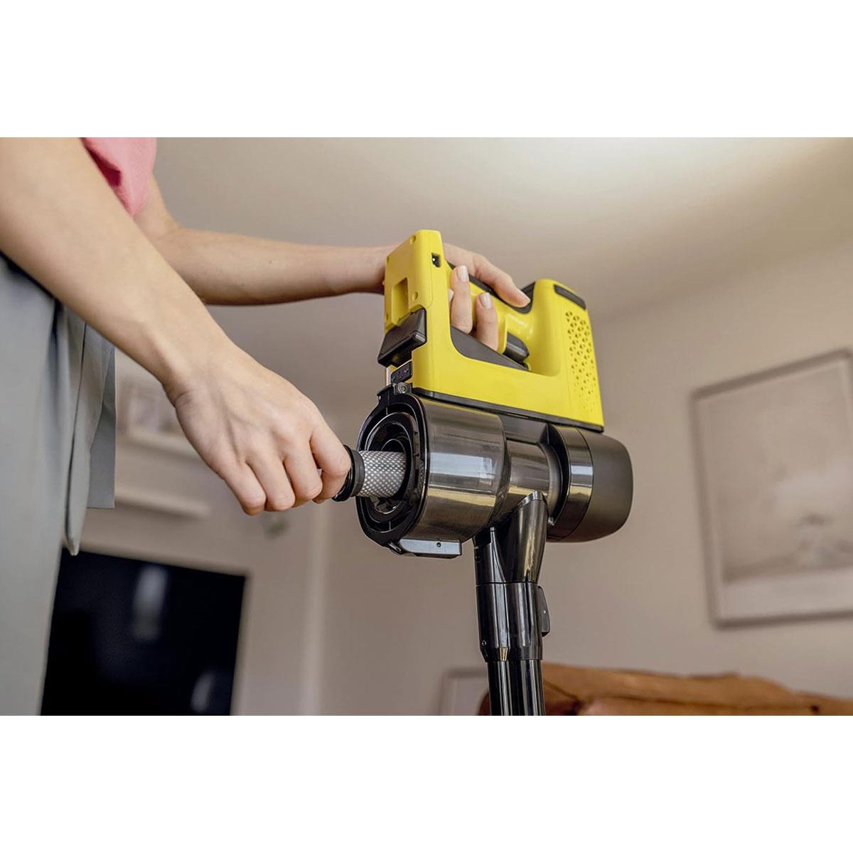 KARCHER VC 4 Cordless MyHome Stick Vacuum Cleaner 21.6V Li-Ion Battery 2 Suction Levels Yellow 30 Min Runtime - Image 17