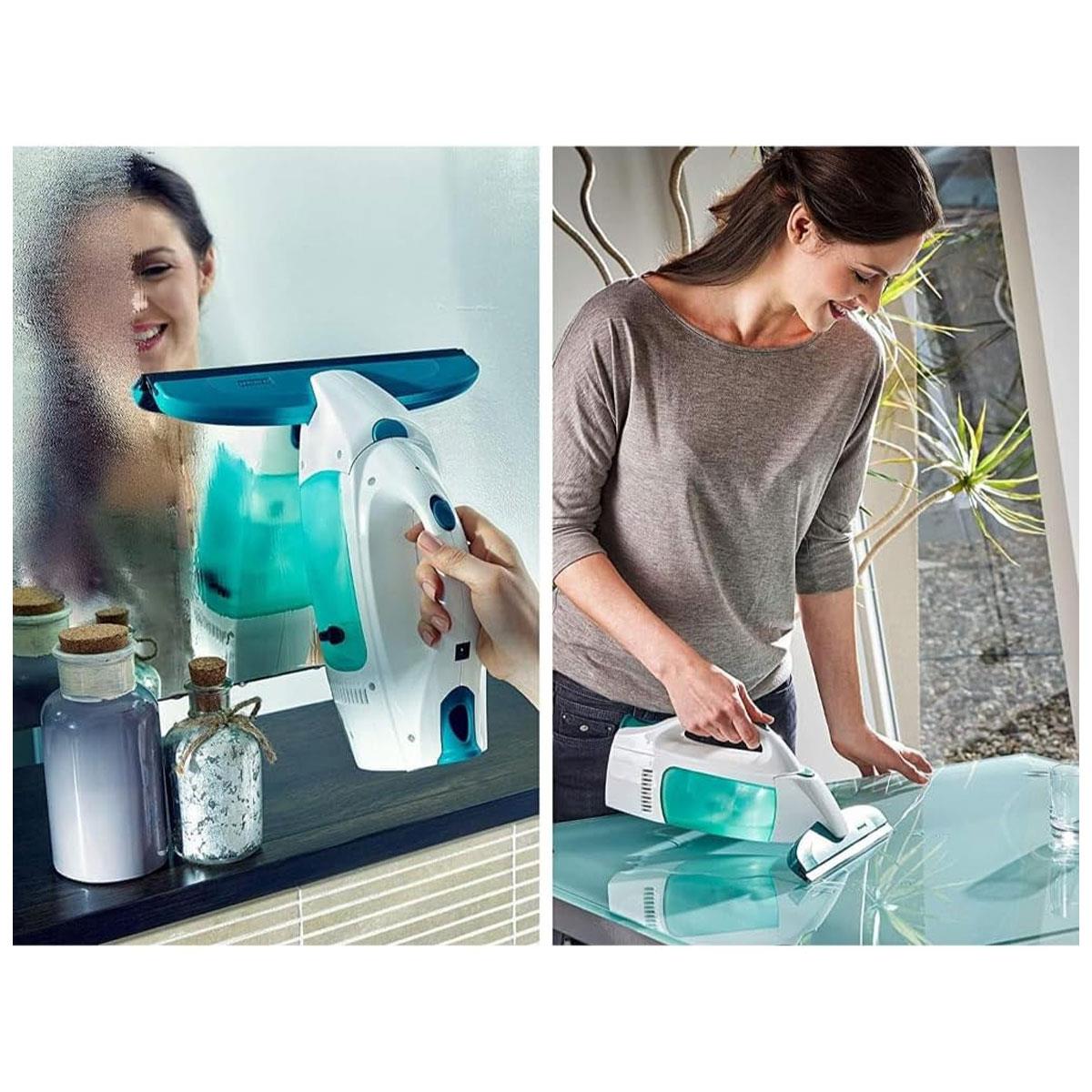 Leifheit Dry & Clean Window Vacuum Cleaner 28cm Cordless Electric Glass Cleaner with Lithium-Ion Battery Turquoise - Image 6
