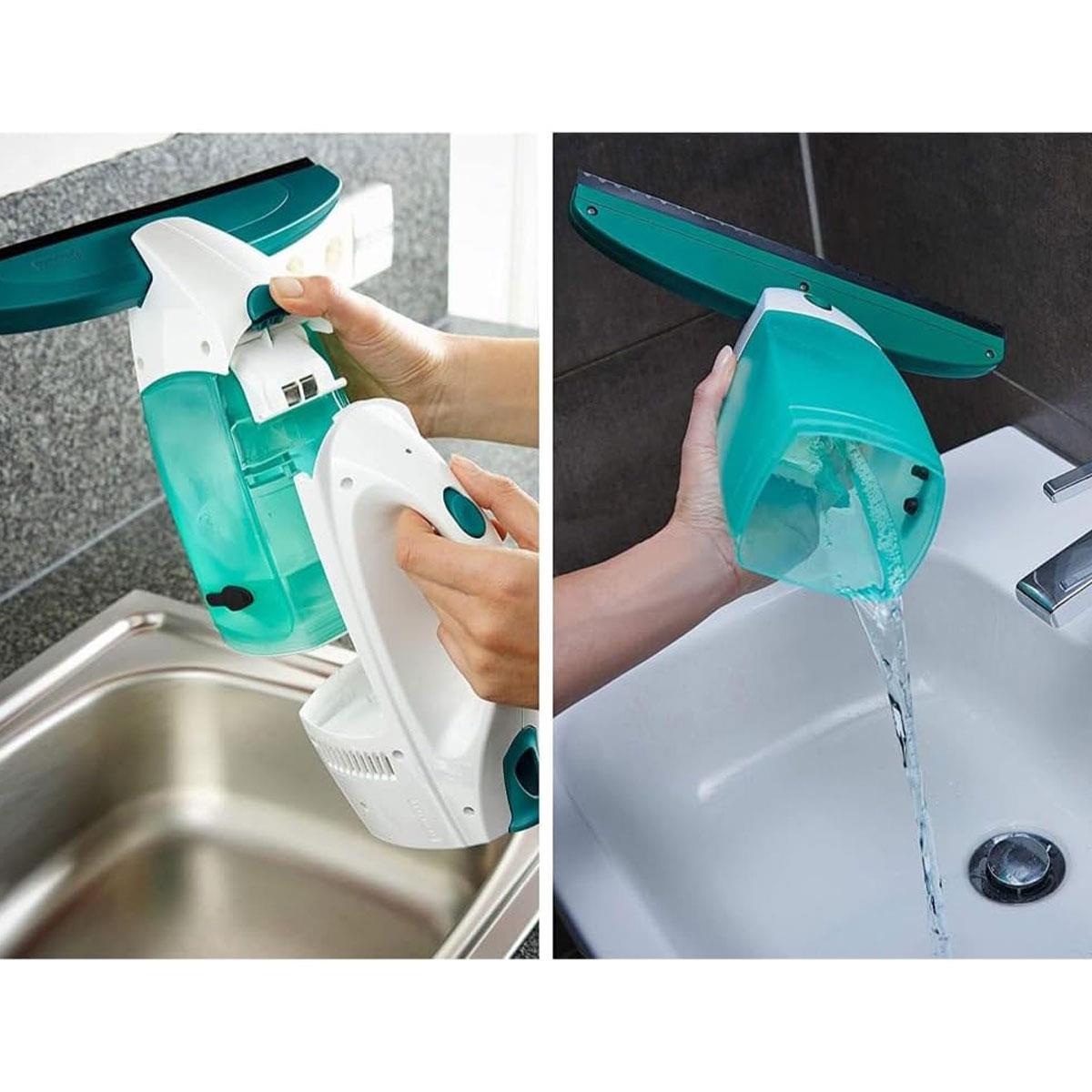 Leifheit Dry & Clean Window Vacuum Cleaner 28cm Cordless Electric Glass Cleaner with Lithium-Ion Battery Turquoise - Image 8