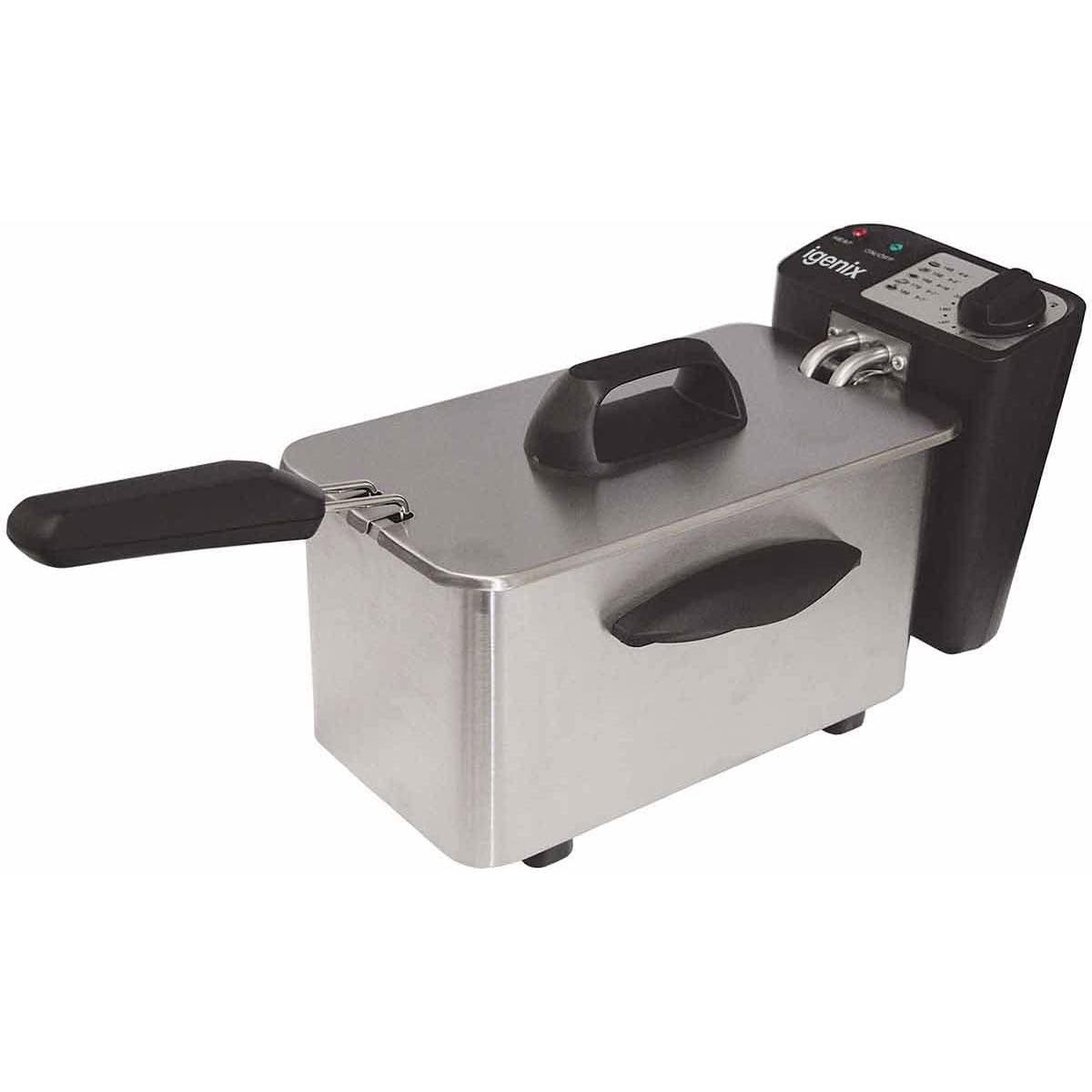Igenix Compact Mini Deep Fat Fryer with Frying Basket 1.5L Oil Capacity Non-Stick Inner Bowl Adjustable Thermostat Stainless Steel