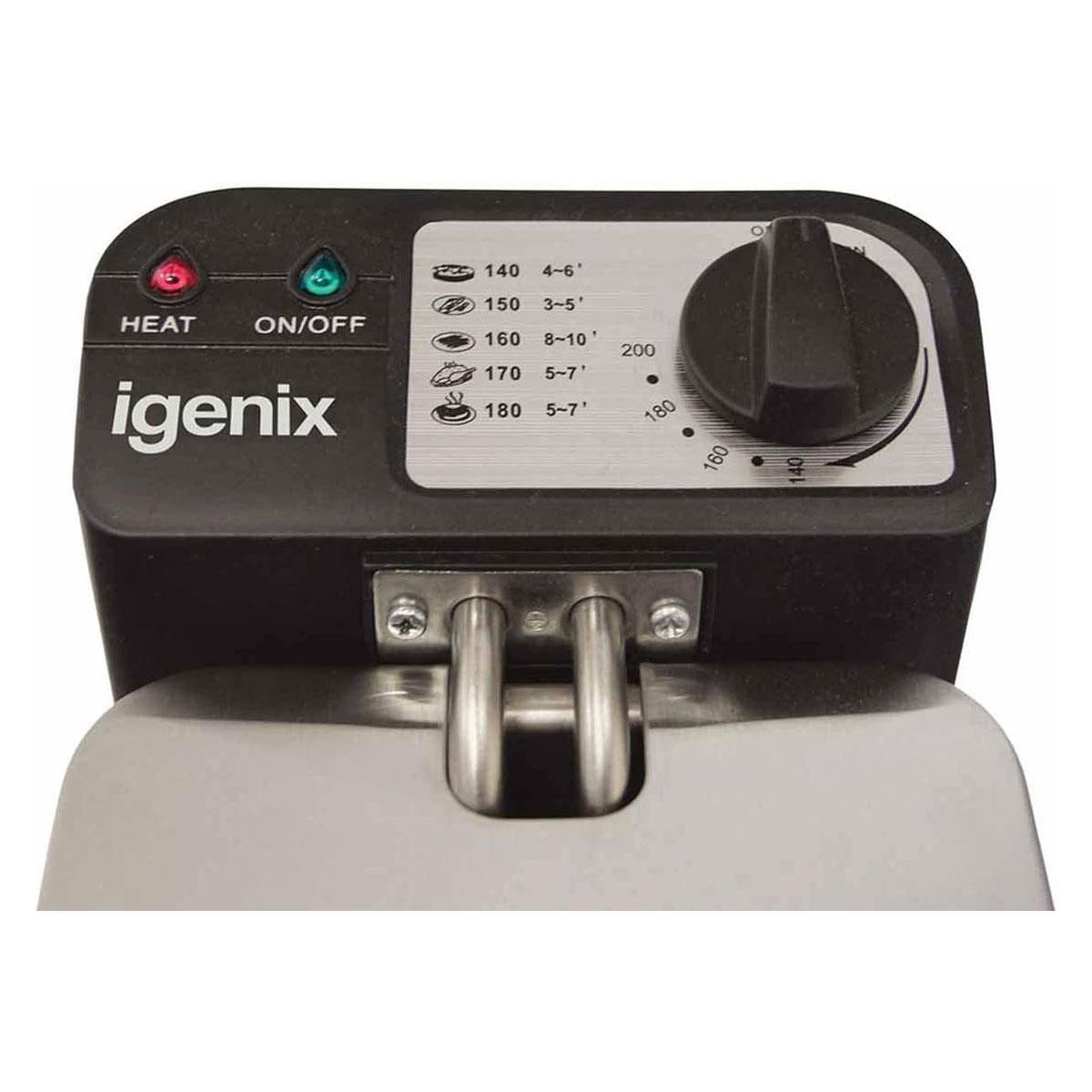 Igenix Compact Mini Deep Fat Fryer with Frying Basket 1.5L Oil Capacity Non-Stick Inner Bowl Adjustable Thermostat Stainless Steel - Image 4