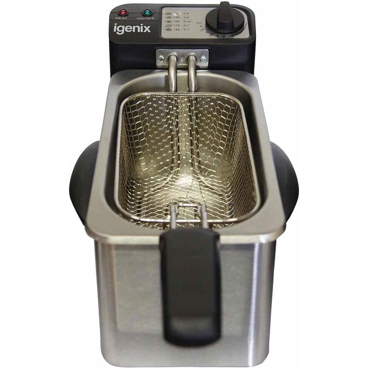 Igenix Compact Mini Deep Fat Fryer with Frying Basket 1.5L Oil Capacity Non-Stick Inner Bowl Adjustable Thermostat Stainless Steel - Image 5