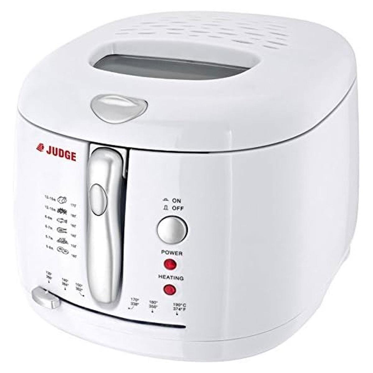 Judge Deep Frye 2.25L 1500W with Adjustable Thermostat 130°C-190°C Non-Stick Interior White