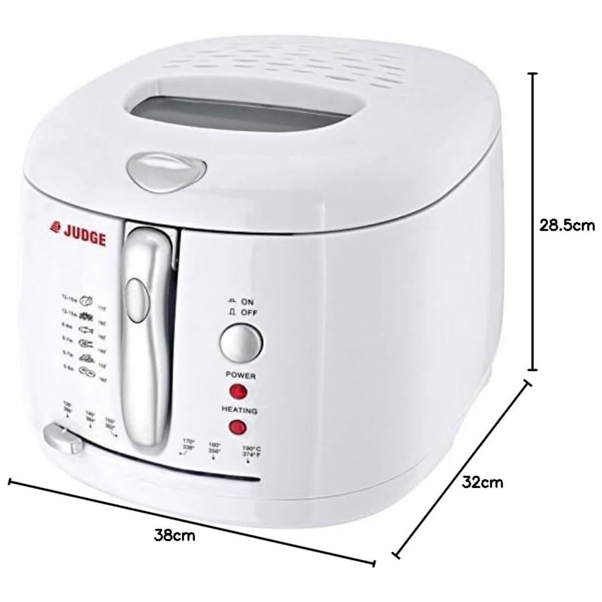 Judge Deep Frye 2.25L 1500W with Adjustable Thermostat 130°C-190°C Non-Stick Interior White - Image 3