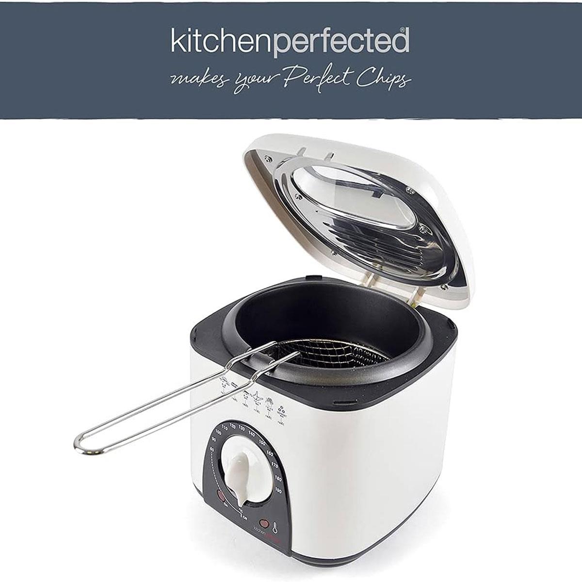 Lloytron KitchenPerfected 1.0L Compact Deep Fryer 950W Non-Stick Thermostat Control with Viewing Window & Removable Basket Ivory White - Image 5