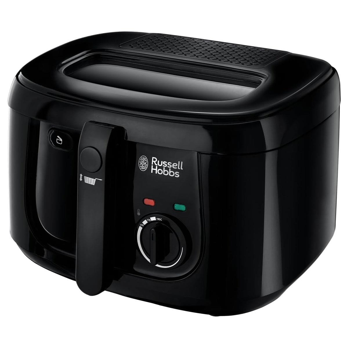 Russell Hobbs Electric Deep Fat Fryer 2.5L Black 1800W with Adjustable Thermostat Carbon Odour Filter & Non-Stick Pan