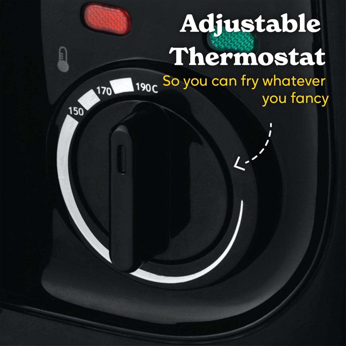 Russell Hobbs Electric Deep Fat Fryer 2.5L Black 1800W with Adjustable Thermostat Carbon Odour Filter & Non-Stick Pan - Image 3