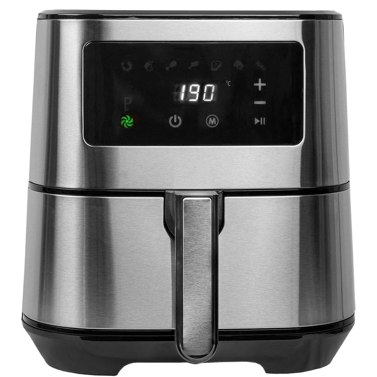 SIA 5.5L Air Fryer 1700W Stainless Steel Digital Touch Control 8 Programmes Silver