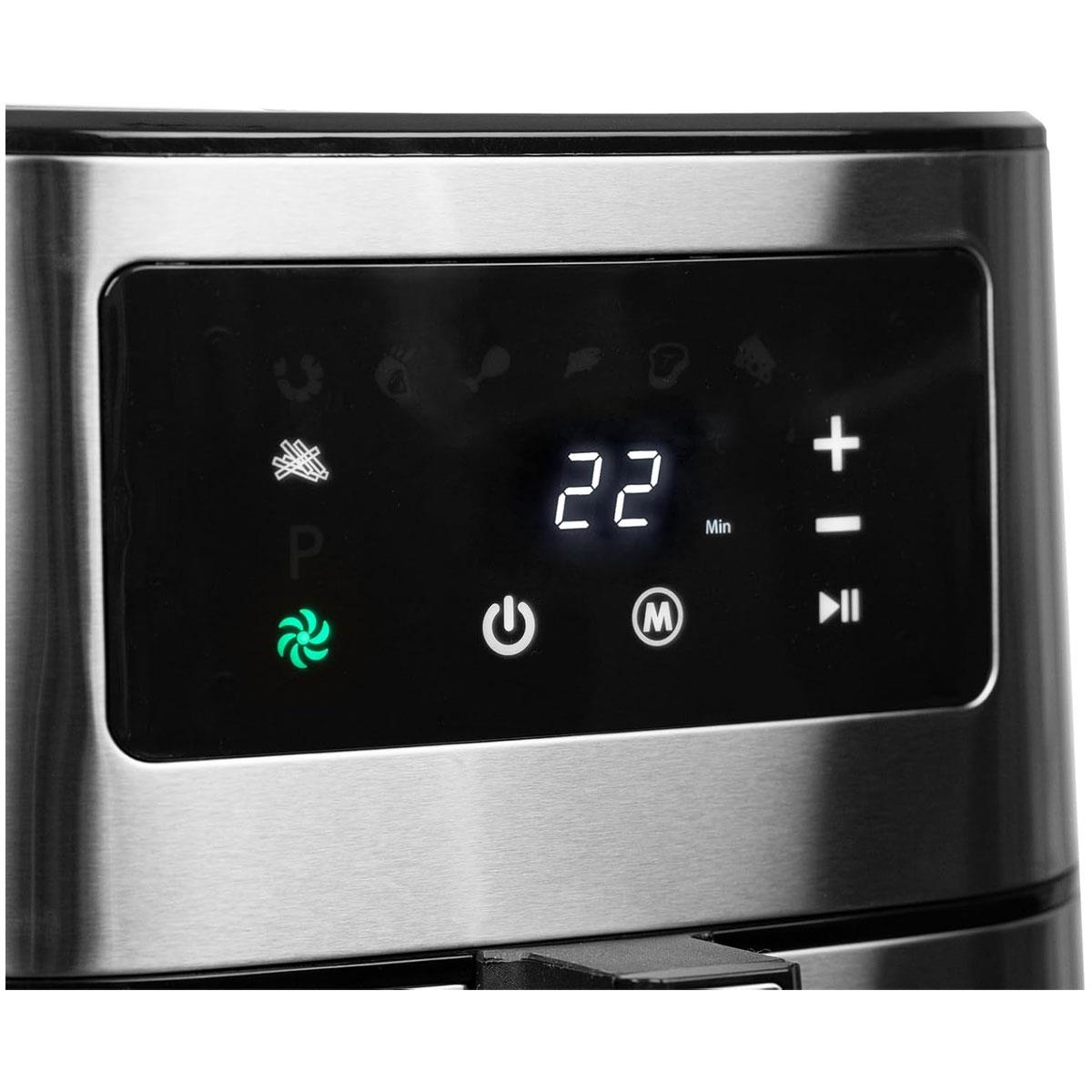 SIA 5.5L Air Fryer 1700W Stainless Steel Digital Touch Control 8 Programmes Silver - Image 3