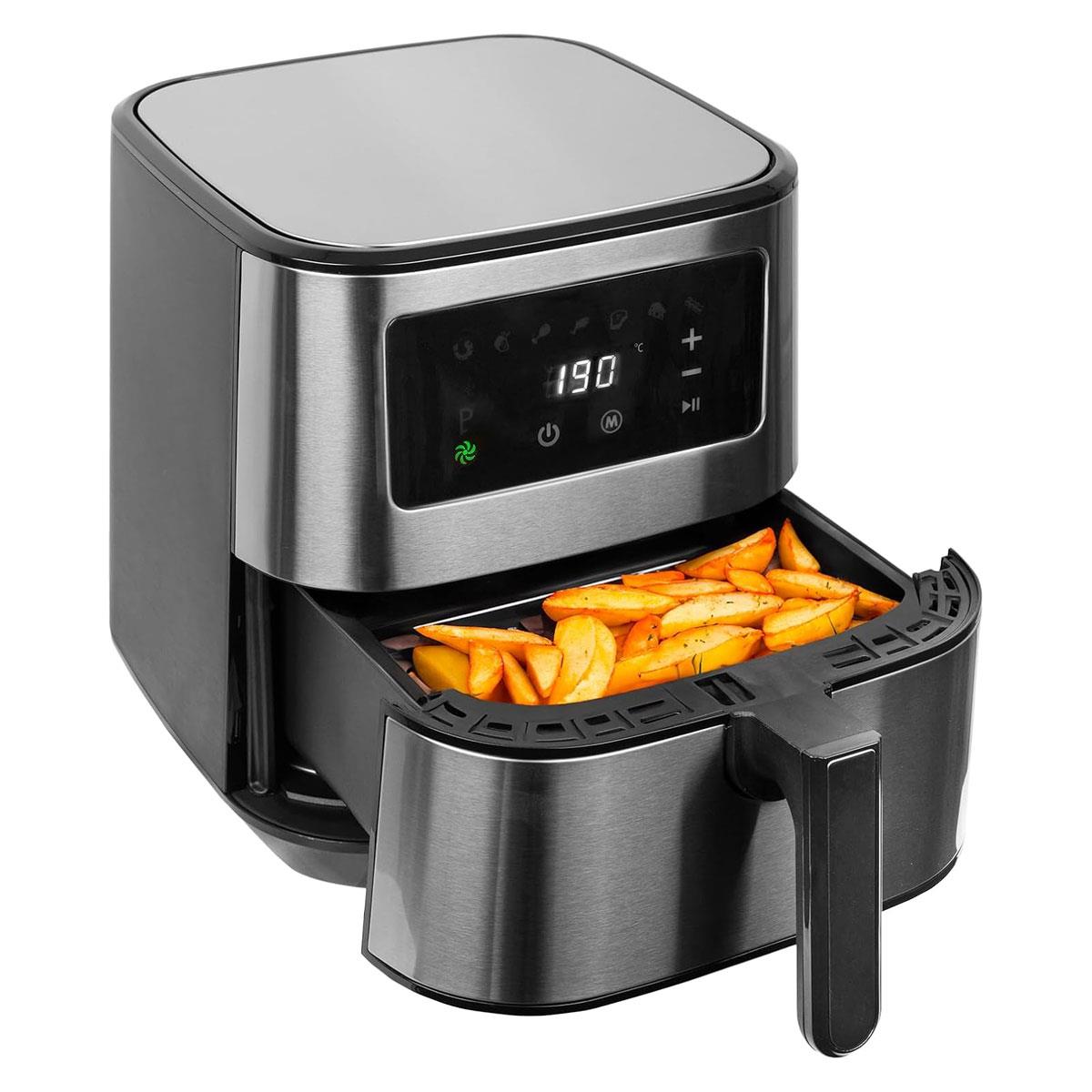 SIA 5.5L Air Fryer 1700W Stainless Steel Digital Touch Control 8 Programmes Silver - Image 4
